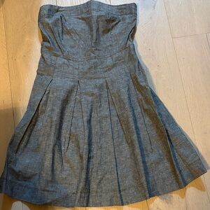 NWOT Strapless Gray Pleated A-Line Dress